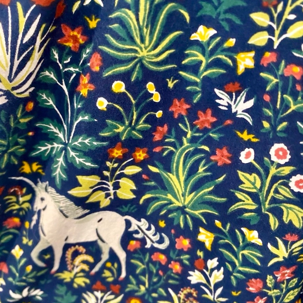 Printfresh Whimsical Unicorn Garden Long Pajama Set in Navy Size Small - Picture 11 of 12